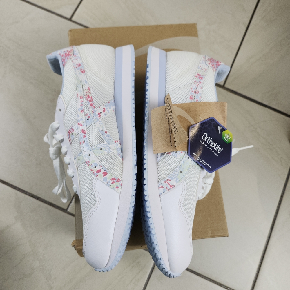 ASICS Women's Ortholite Tiger Runners White Papaya Pink Blue Athletic sneakers 9 - Picture 13 of 17